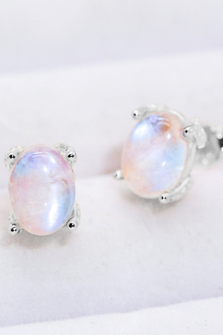 Natural Moonstone 4-Prong Stud Earrings - Cheeky Chic Boutique