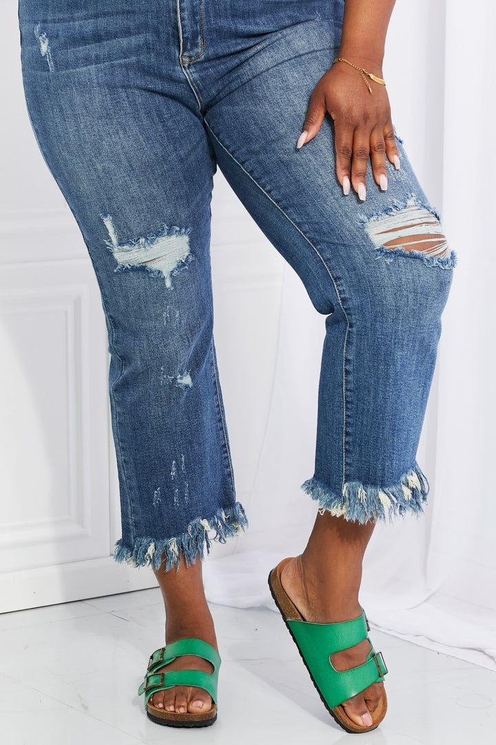 RISEN Full Size Undone Chic Straight Leg Jeans - Cheeky Chic Boutique