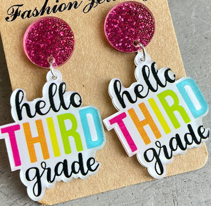 Hello Grade Acrylic Earrings - Cheeky Chic Boutique