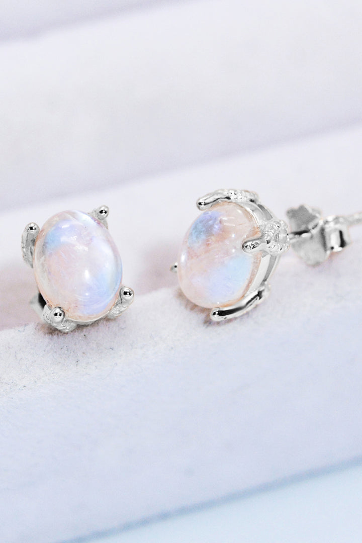 Natural Moonstone 4-Prong Stud Earrings - Cheeky Chic Boutique