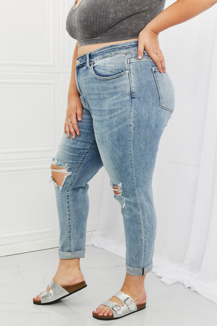 Judy Blue Malia Full Size Mid Rise Boyfriend Jeans - Cheeky Chic Boutique