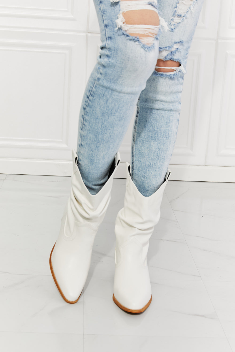 MMShoes Better in Texas Scrunch Cowboy Boots in White - Cheeky Chic Boutique