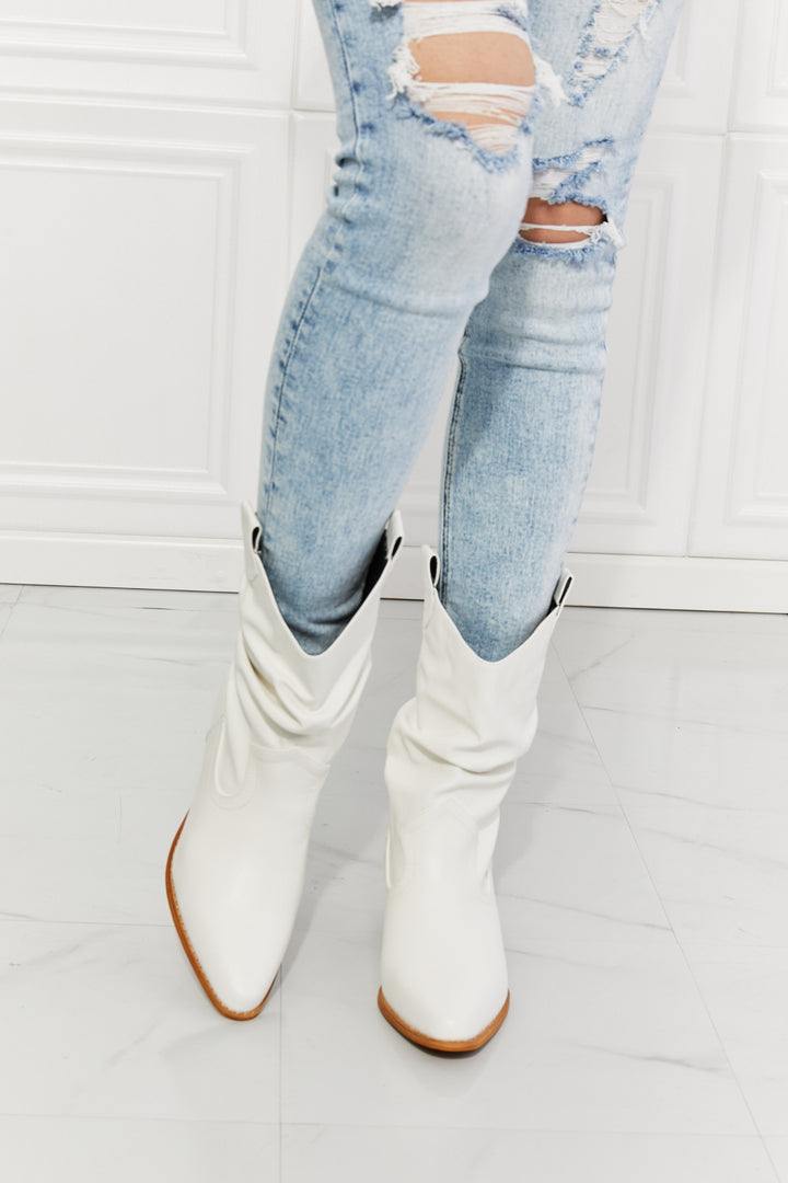 MMShoes Better in Texas Scrunch Cowboy Boots in White - Cheeky Chic Boutique
