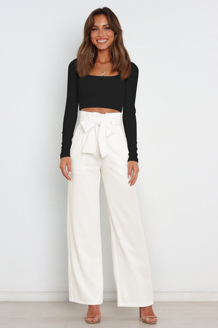 Tie Front Paperbag Wide Leg Pants - Cheeky Chic Boutique