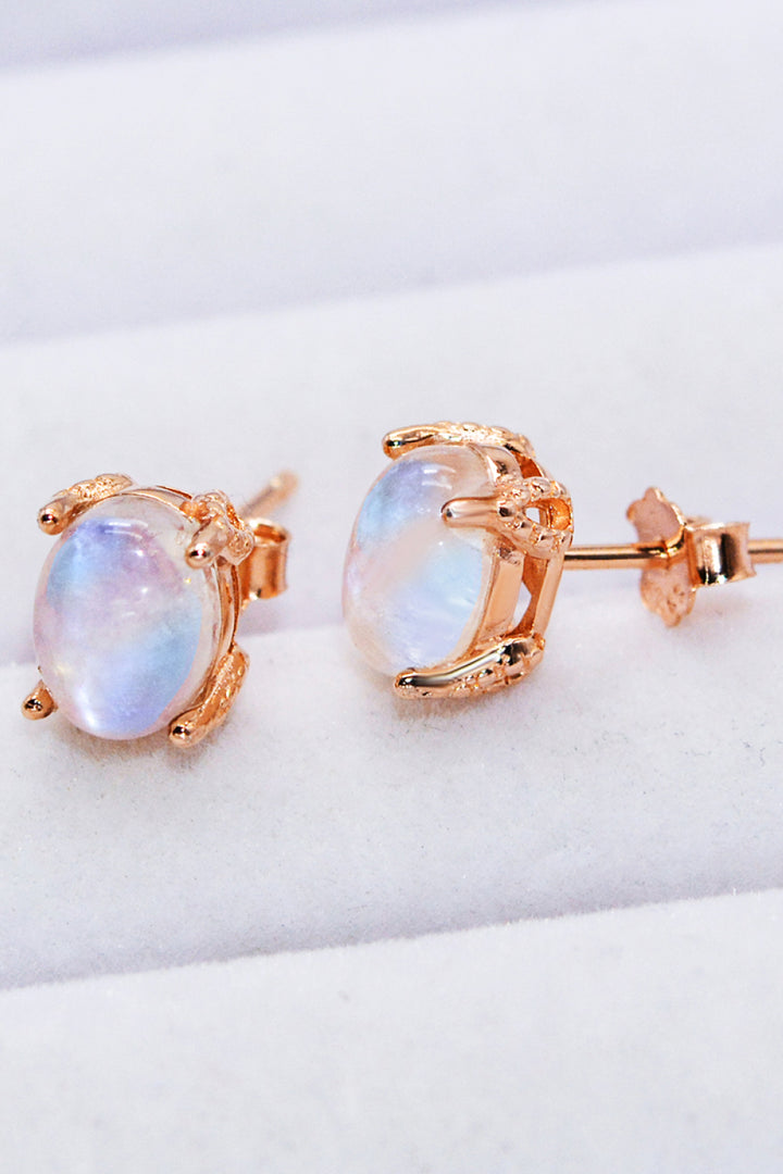Natural Moonstone 4-Prong Stud Earrings - Cheeky Chic Boutique