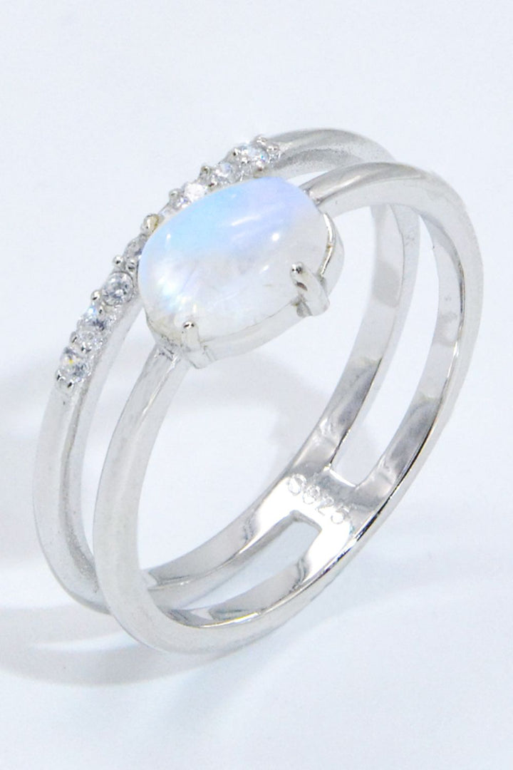Natural Moonstone and Zircon Double-Layered Ring - Cheeky Chic Boutique