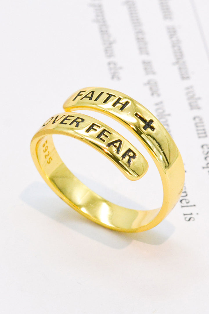925 Sterling Silver FAITH OVER FEAR Bypass Ring - Cheeky Chic Boutique