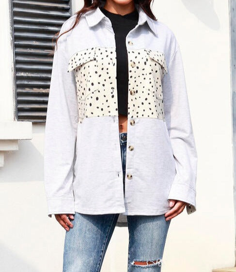 Polka Dot Button Up Long Sleeve Shacket - Cheeky Chic Boutique
