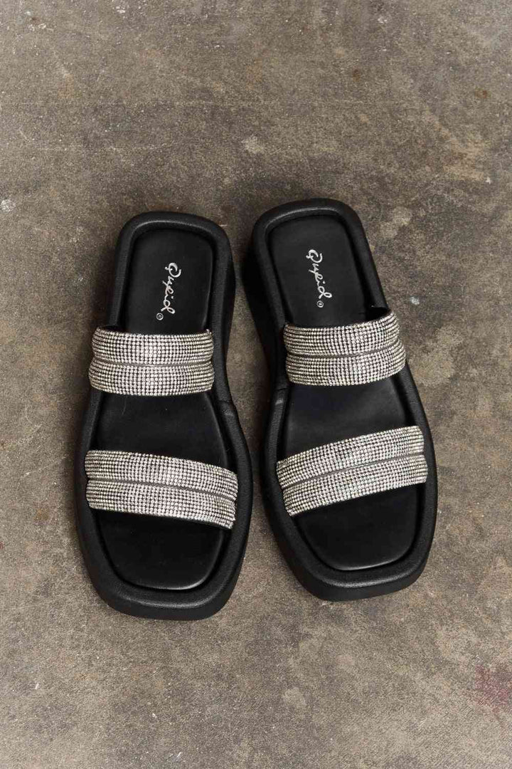 Qupid Bright Mind Platform Wedge Rhinestone Sandal - Cheeky Chic Boutique