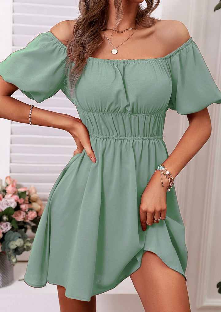Off-Shoulder A-Line Mini Dress - Cheeky Chic Boutique