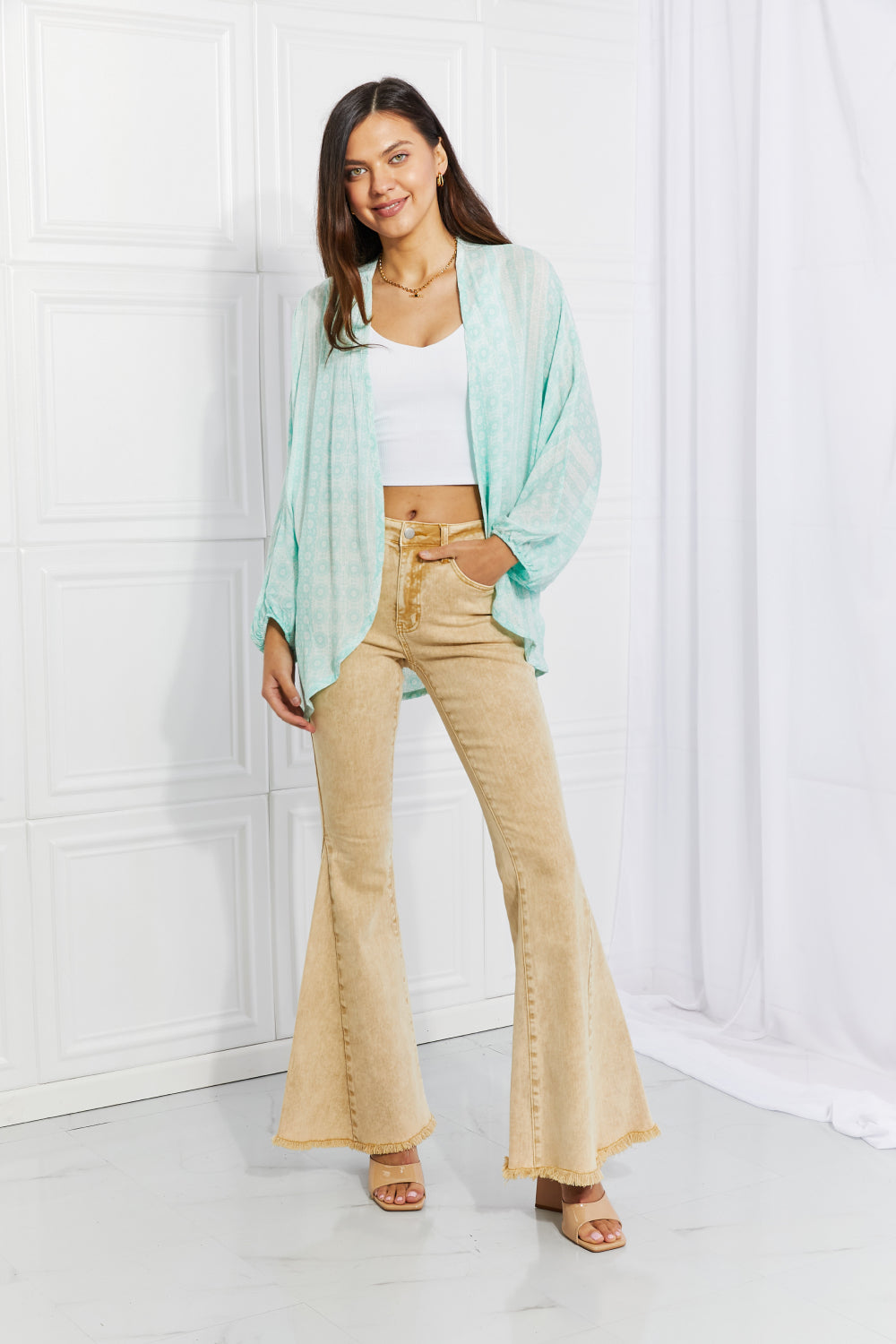 Culture Code Full Size Summer Song Dolman Sleeve Kimono - Cheeky Chic Boutique