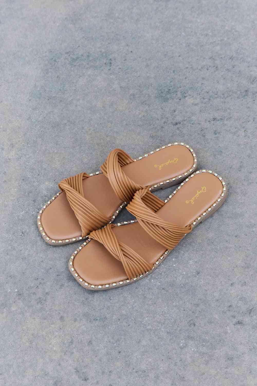 Qupid Summertime Fine Double Strap Twist Sandals - Cheeky Chic Boutique