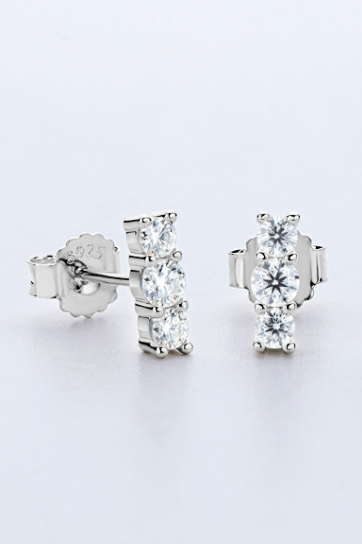 Heartbeat Rhythm 925 Sterling Silver Moissanite Stud Earrings - Cheeky Chic Boutique