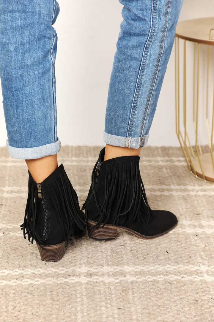 Midnight Cowboy Fringe Ankle Boots - Cheeky Chic Boutique