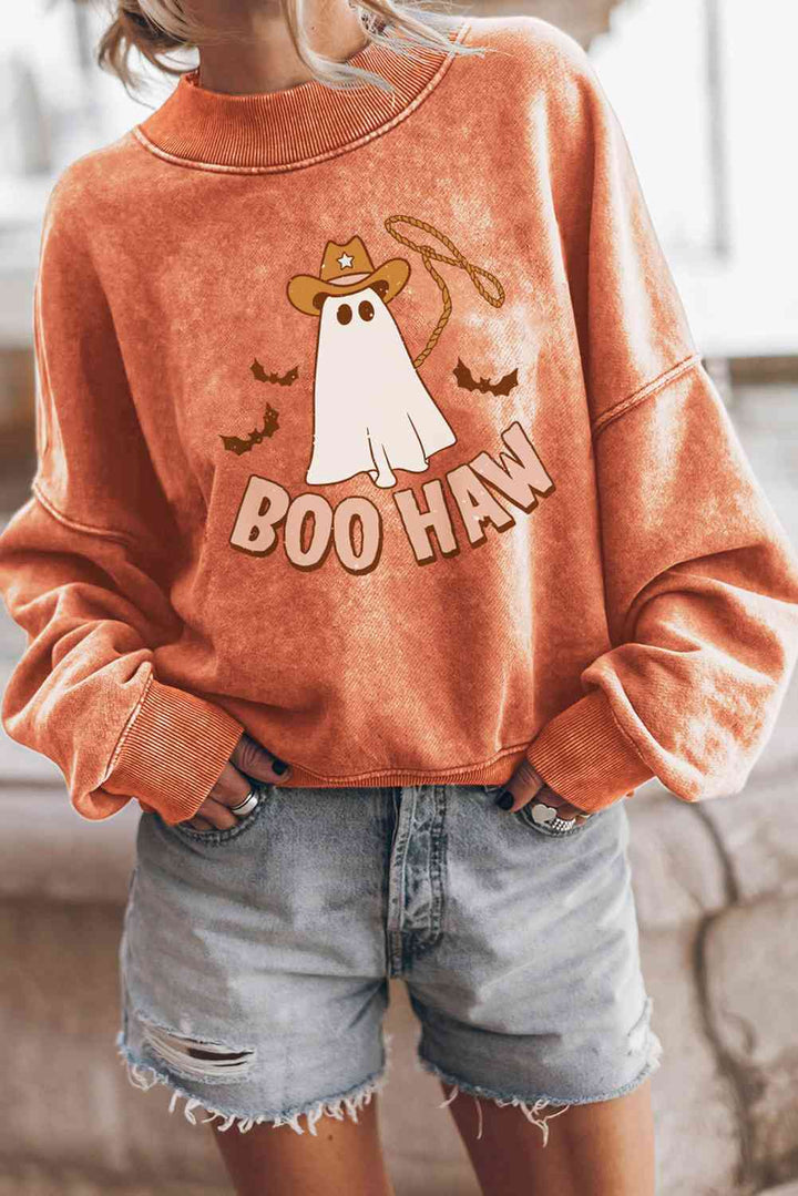Boo Haw Ghost Graphic Sweatshirt - Cheeky Chic Boutique