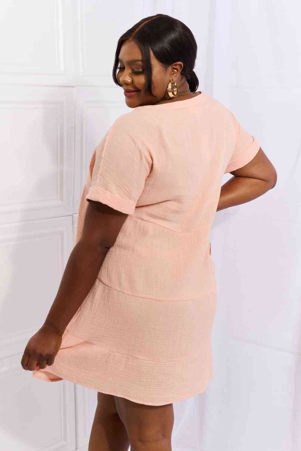 HEYSON Easy Going Full Size Gauze Tiered Ruffle Mini Dress - Cheeky Chic Boutique