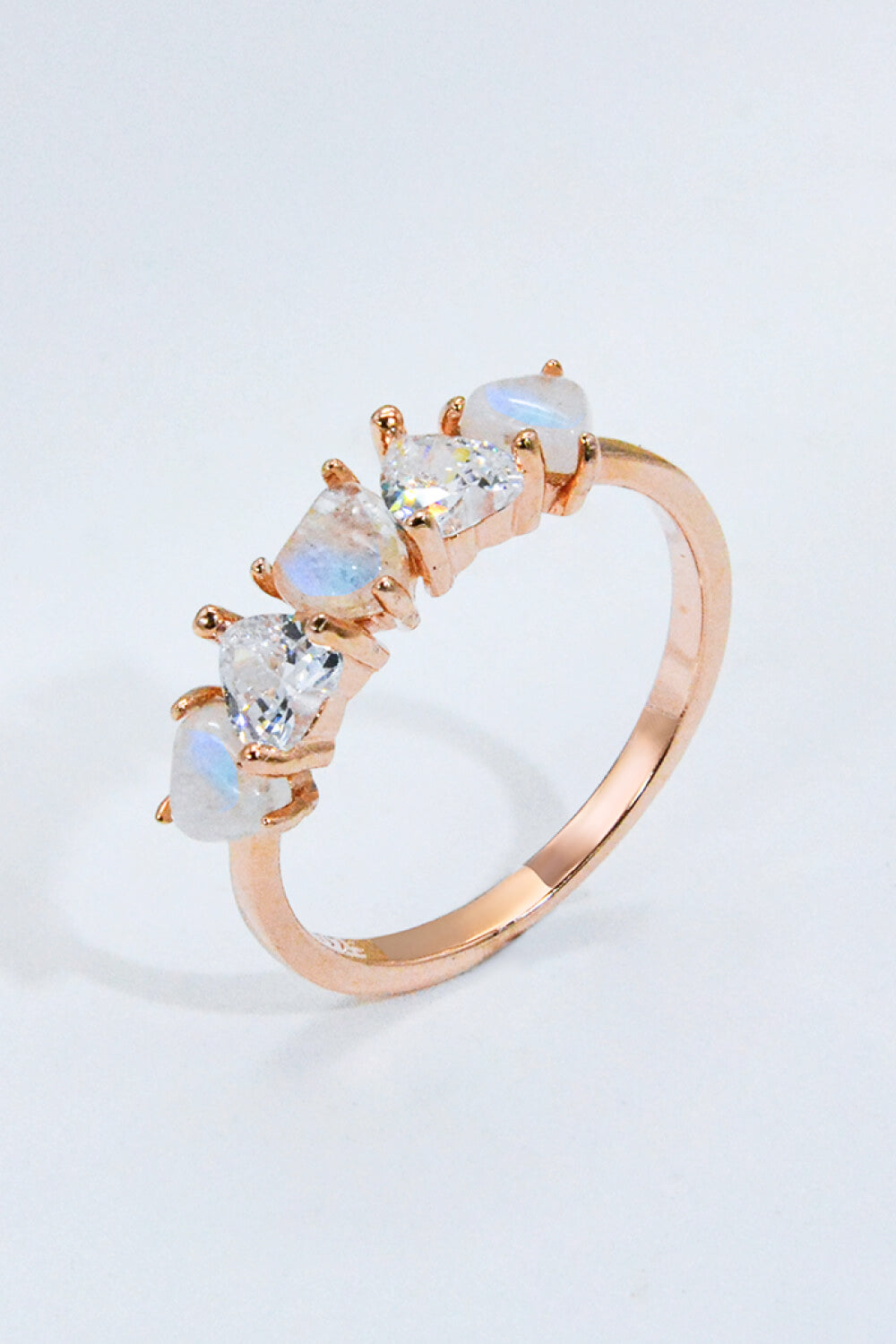 Moonstone and Zircon Heart Ring - Cheeky Chic Boutique
