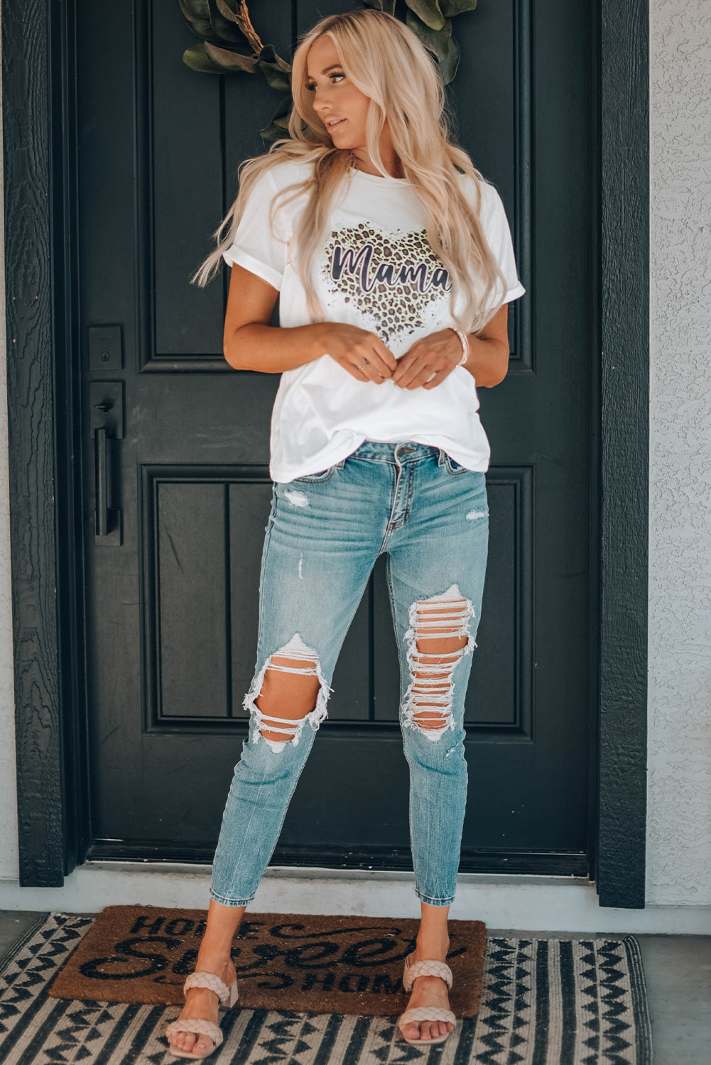 MAMA Leopard Heart Graphic Tee Shirt - Cheeky Chic Boutique