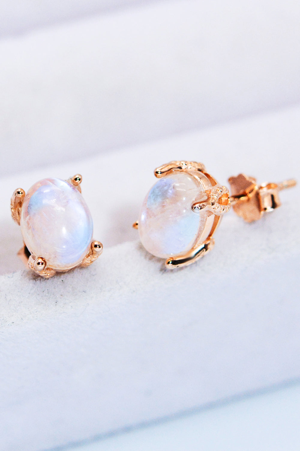 Natural Moonstone 4-Prong Stud Earrings - Cheeky Chic Boutique