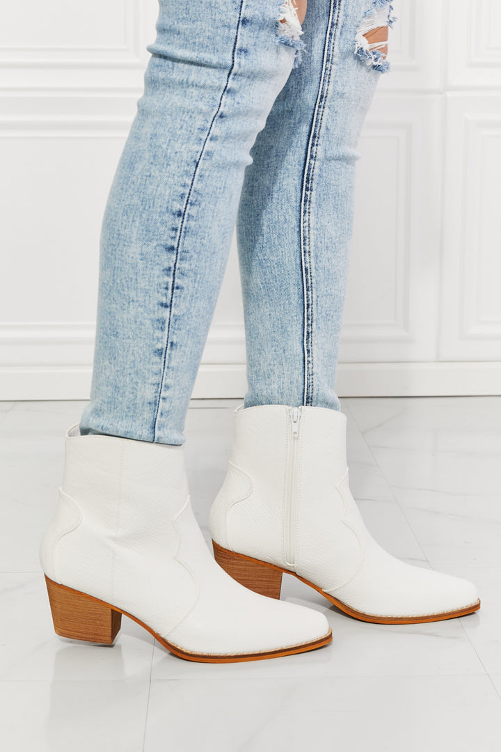 MMShoes Watertower Town Faux Leather Western Ankle Boots in White - Cheeky Chic Boutique