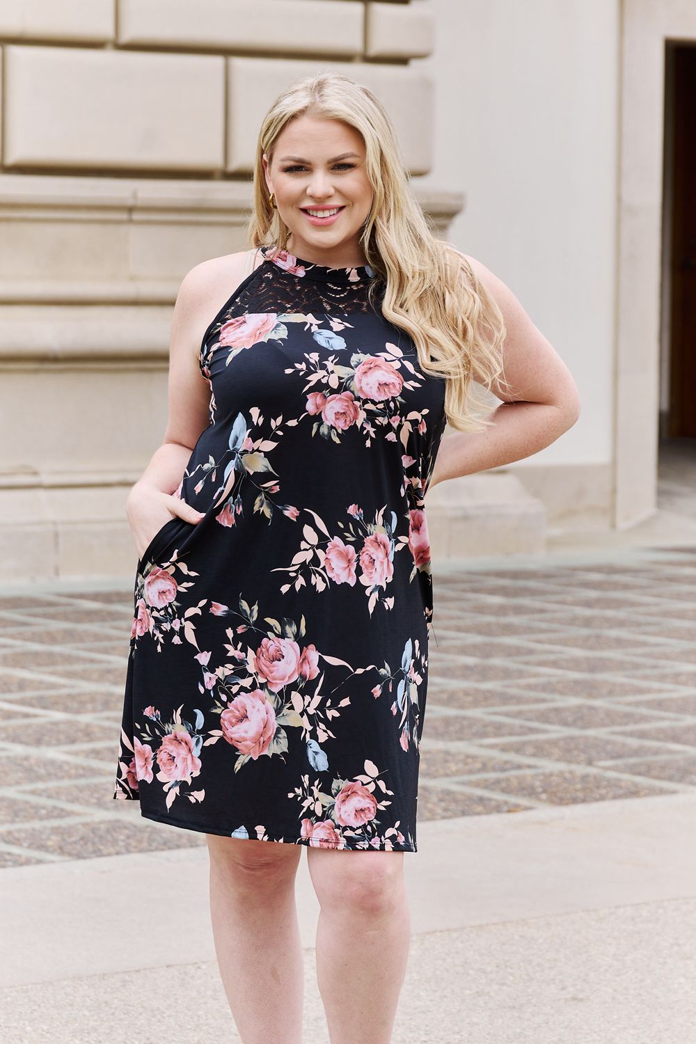 On A Journey Floral Lace Detail Sleeveless Mini Dress - Cheeky Chic Boutique