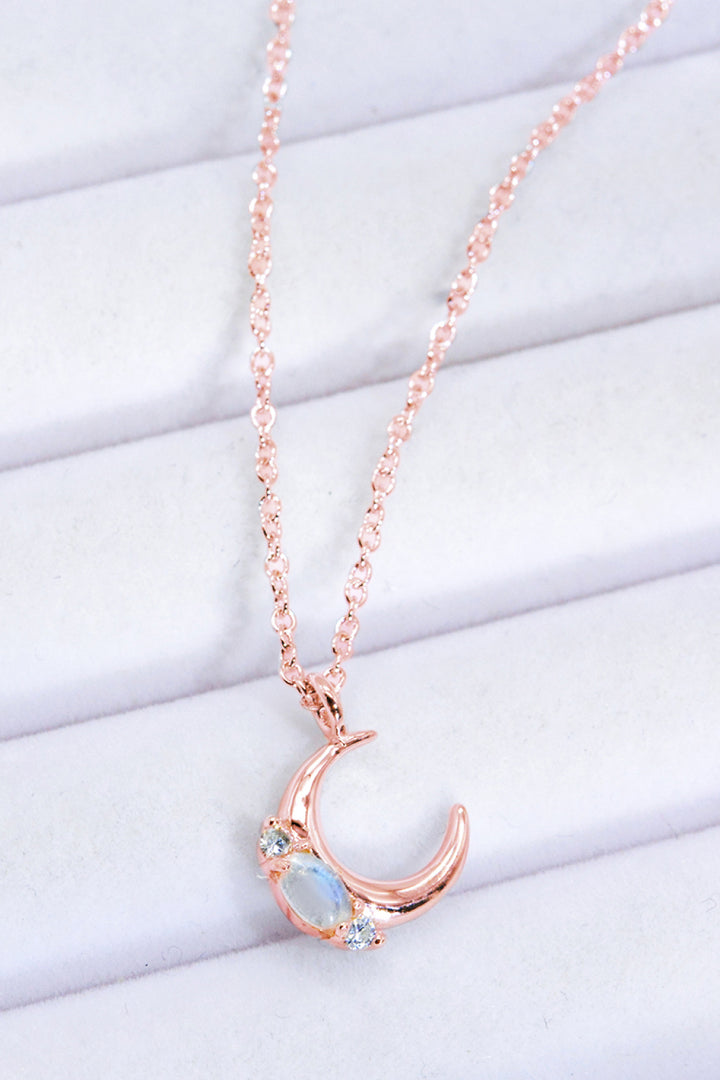 Natural Moonstone Moon Pendant Necklace - Cheeky Chic Boutique