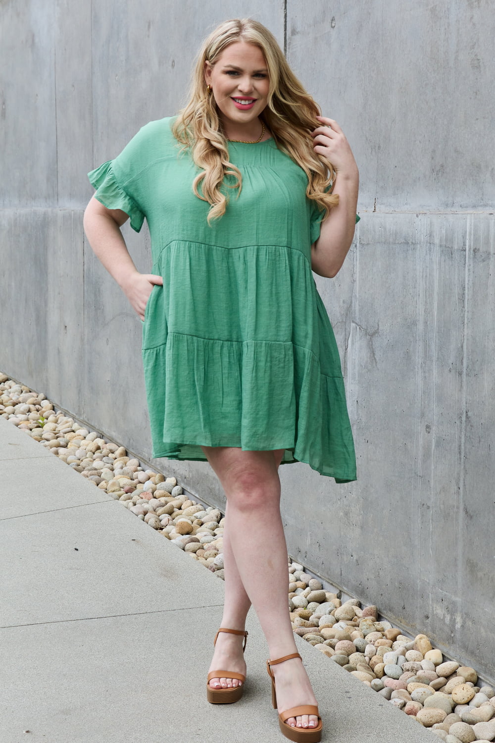 Sweet As Can Be Textured Babydoll Mini Dress - Cheeky Chic Boutique