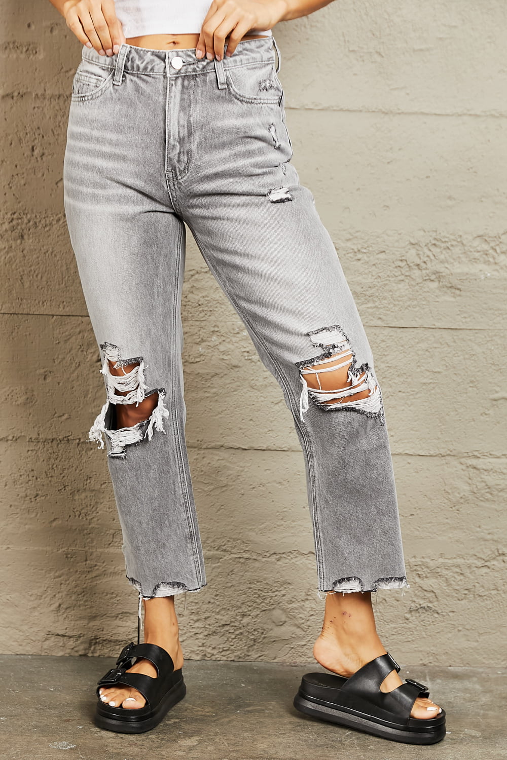 Megan Cropped Straight Jeans - Cheeky Chic Boutique