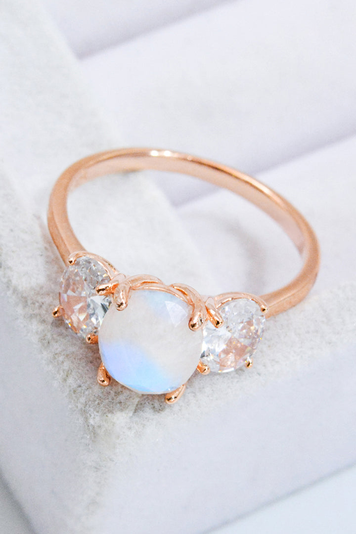 Natural Moonstone and Zircon Ring - Cheeky Chic Boutique