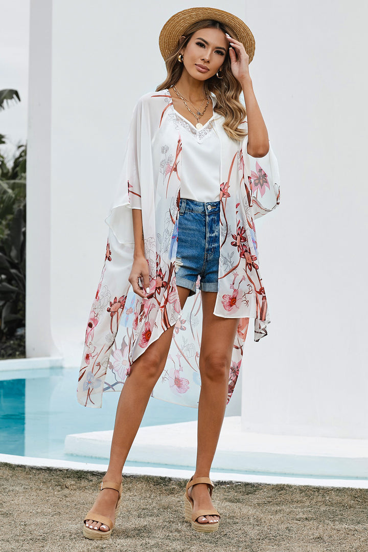 PRE-ORDER Floral Print High-Low Cardigan - Cheeky Chic Boutique
