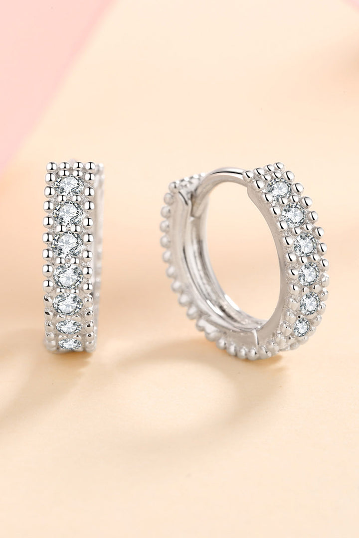 925 Sterling Silver Inlaid Moissanite Huggie Earrings - Cheeky Chic Boutique
