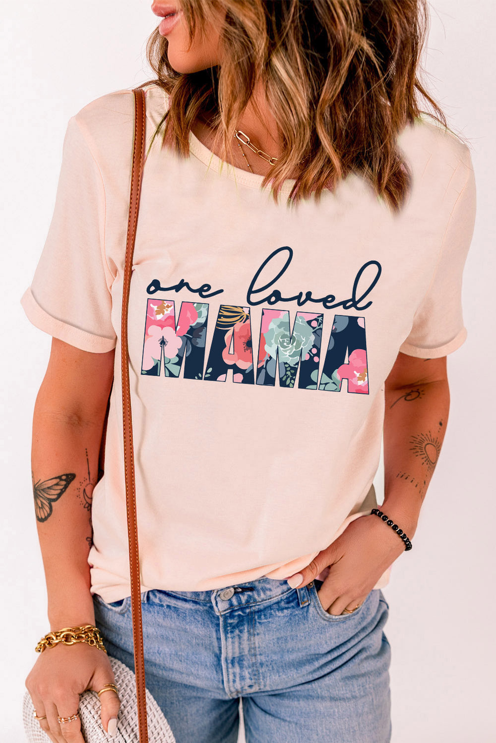 ONE LOVED MAMA Floral Graphic Tee - Cheeky Chic Boutique
