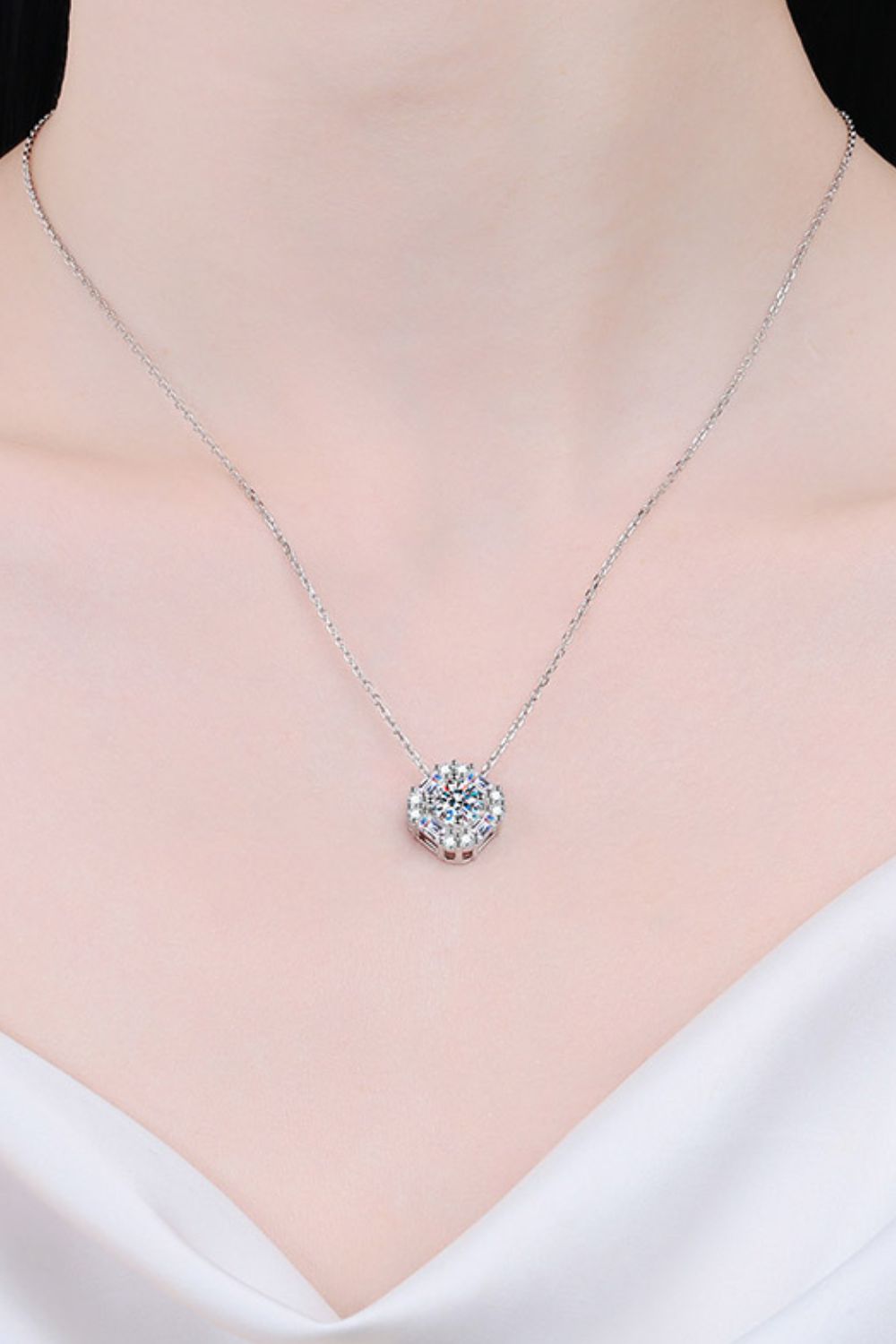 Geometric Moissanite Pendant Chain Necklace - Cheeky Chic Boutique
