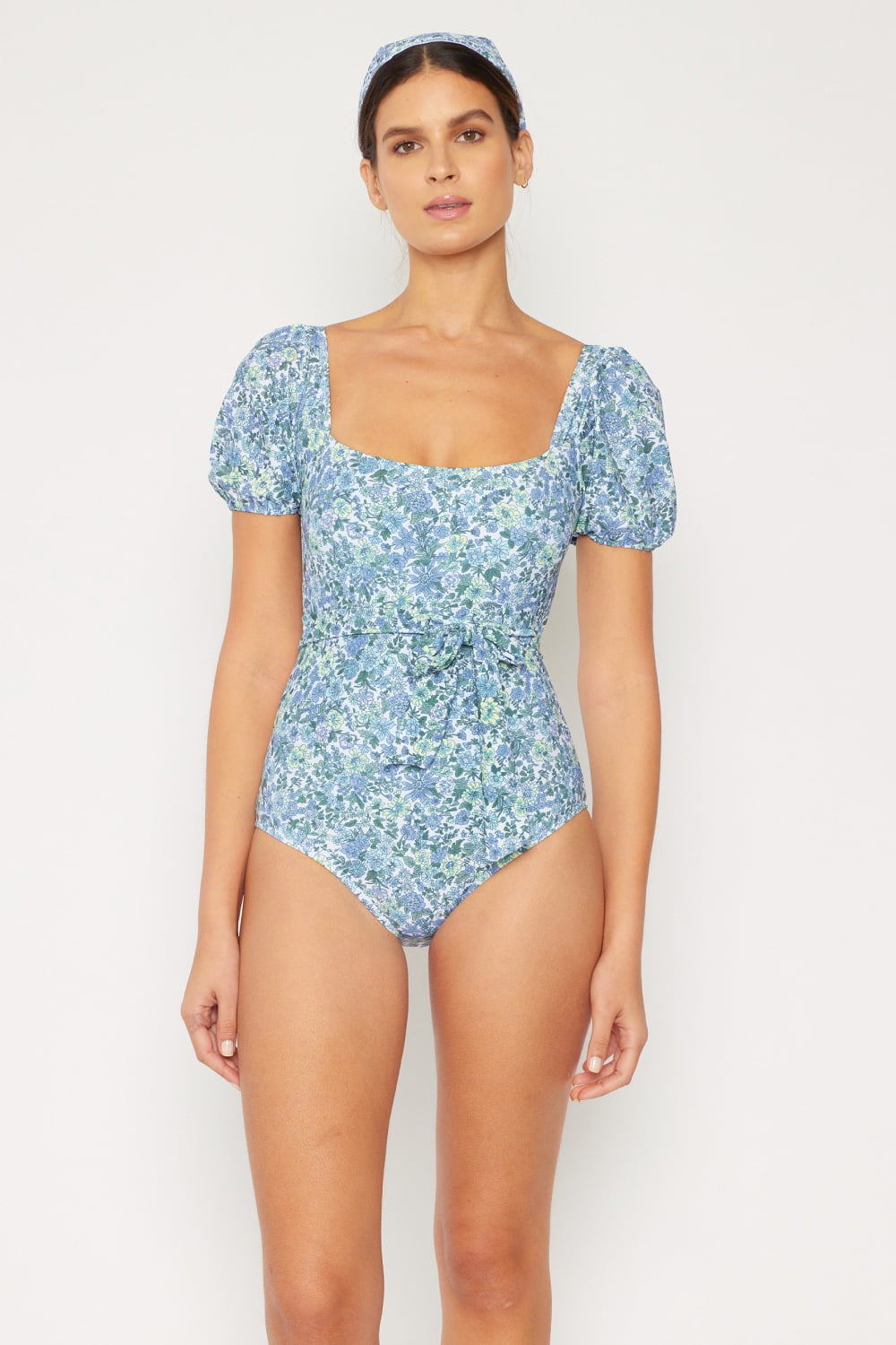 Marina West Swim Salty Air Puff Sleeve One-Piece in Blue - Cheeky Chic Boutique