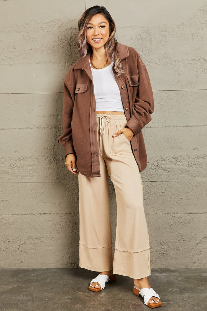 Cozy Girl Coffee Shacket - Cheeky Chic Boutique