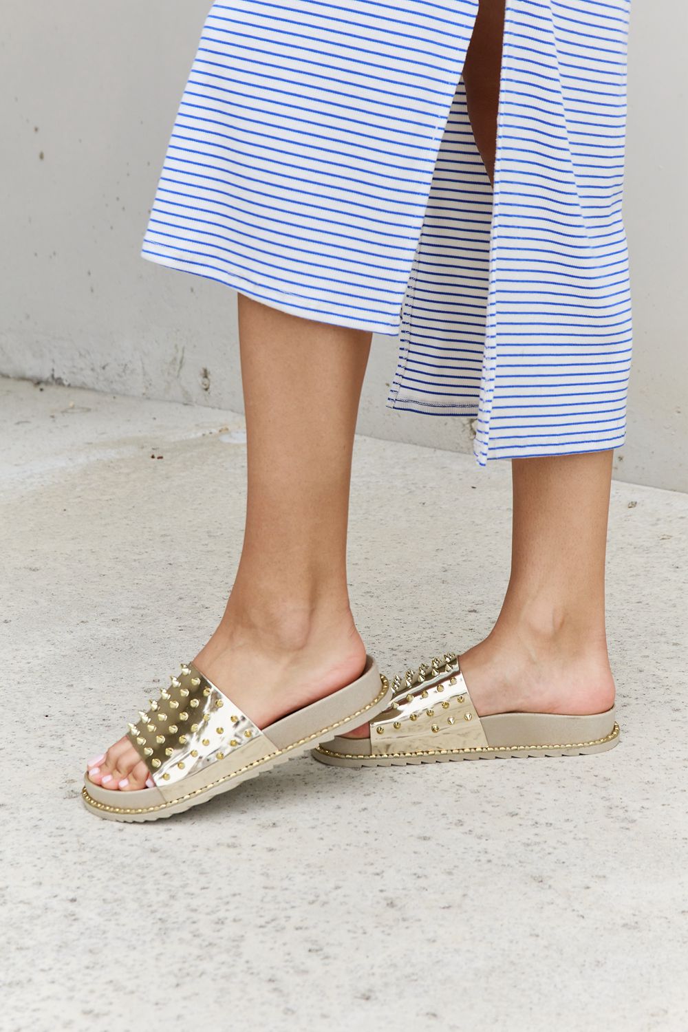 Forever Link Studded Double Strap Platform Slide Sandal - Cheeky Chic Boutique