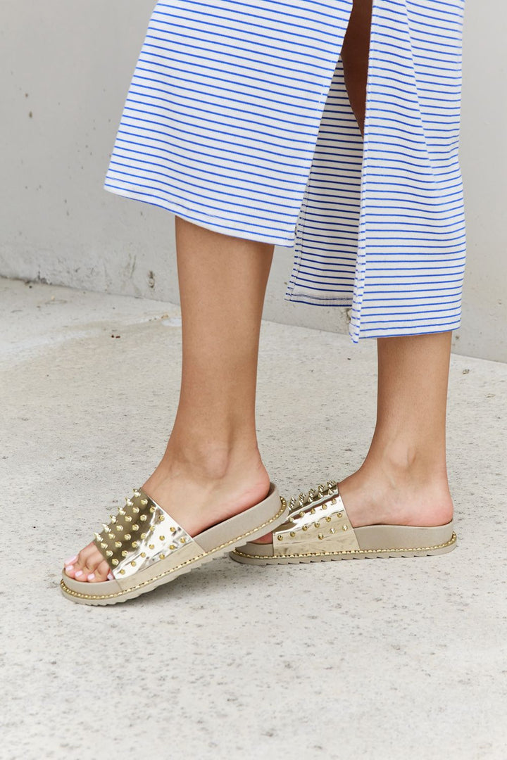 Forever Link Studded Double Strap Platform Slide Sandal - Cheeky Chic Boutique