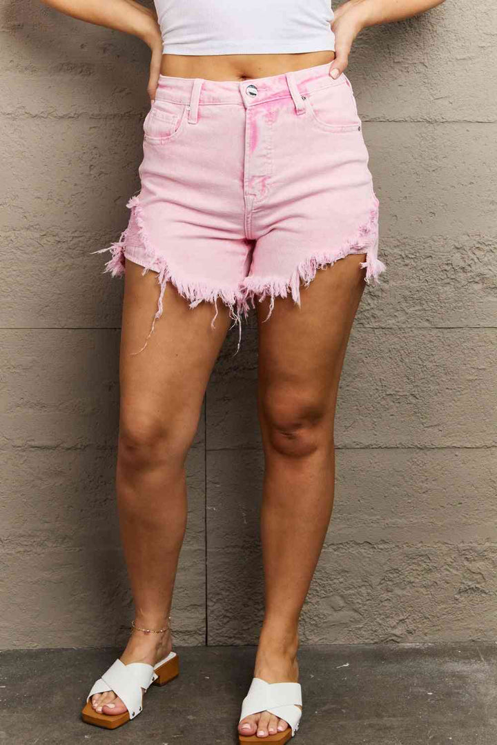 RISEN Kylie High Waist Raw Hem Shorts - Cheeky Chic Boutique
