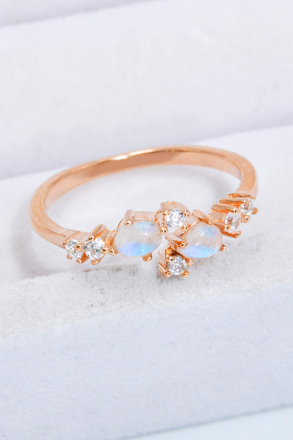Natural Moonstone and Zircon Open Ring - Cheeky Chic Boutique