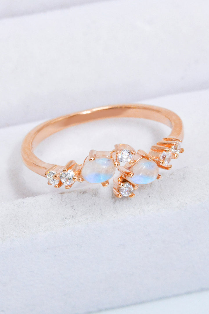 Natural Moonstone and Zircon Open Ring - Cheeky Chic Boutique
