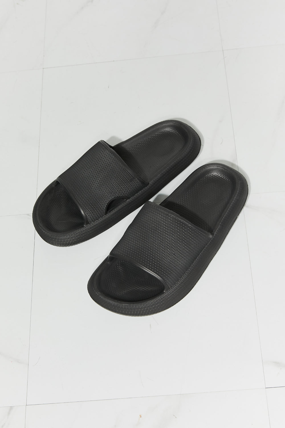 MMShoes Arms Around Me Open Toe Slide in Black - Cheeky Chic Boutique