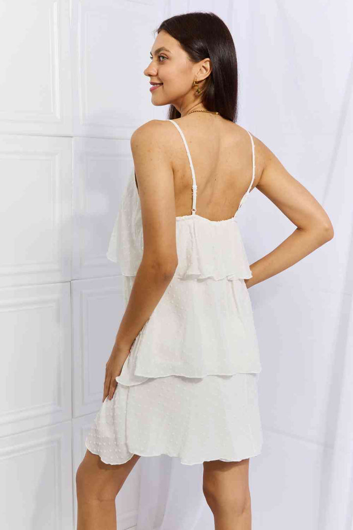Culture Code By The River Full Size Cascade Ruffle Style Cami Dress in Soft White - Cheeky Chic Boutique