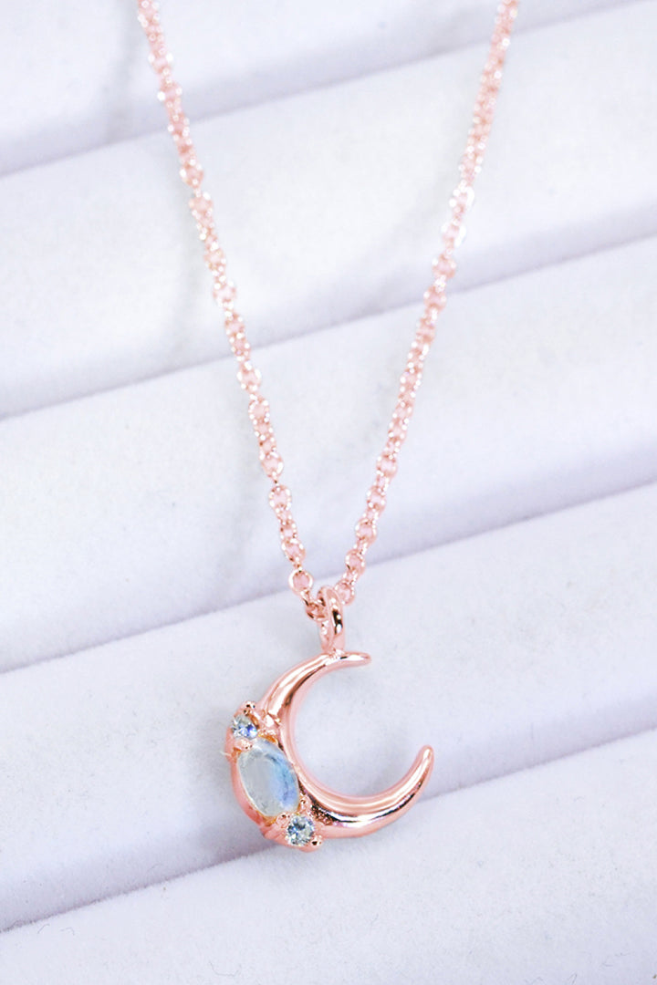 Natural Moonstone Moon Pendant Necklace - Cheeky Chic Boutique