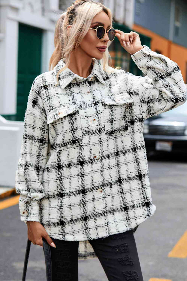 Toasted Marshmallow Plaid Shacket - Cheeky Chic Boutique