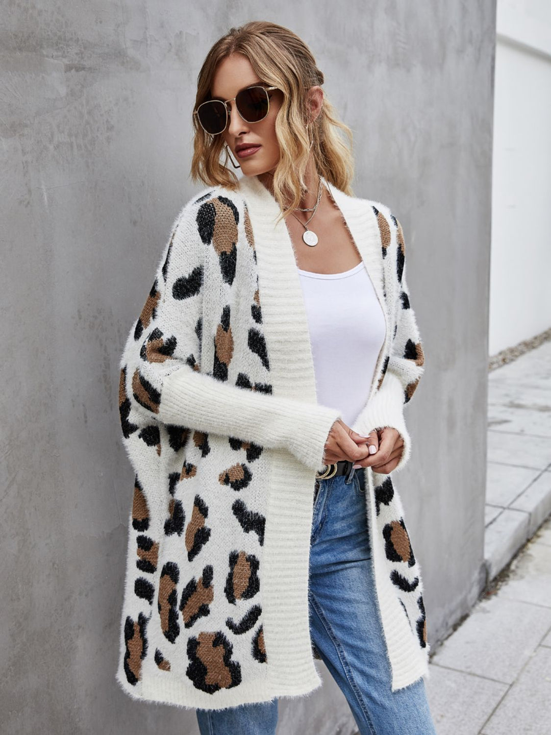 Leopard Pattern Fuzzy Cardigan - Cheeky Chic Boutique