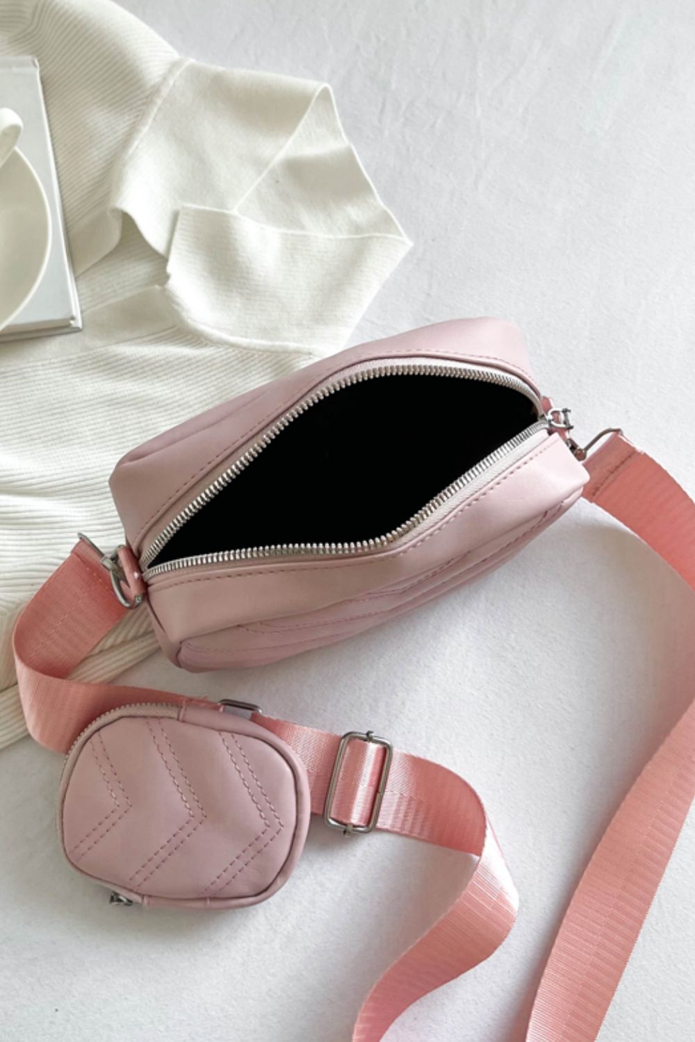 PU Leather Shoulder Bag with Small Purse - Cheeky Chic Boutique