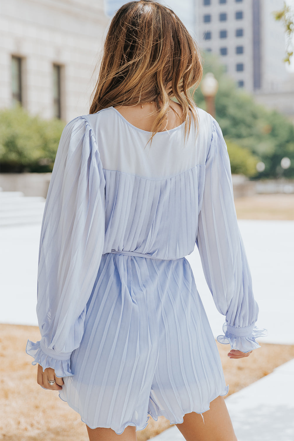 PRE-ORDER Pleated Button Front Flounce Sleeve Romper - Cheeky Chic Boutique