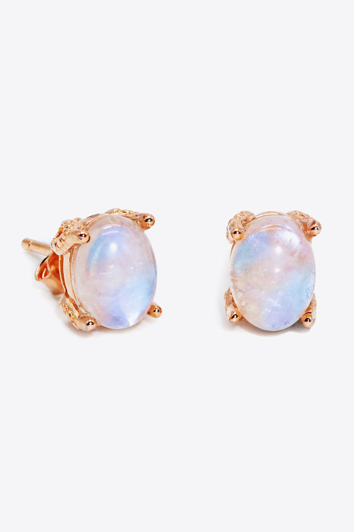 Natural Moonstone 4-Prong Stud Earrings - Cheeky Chic Boutique