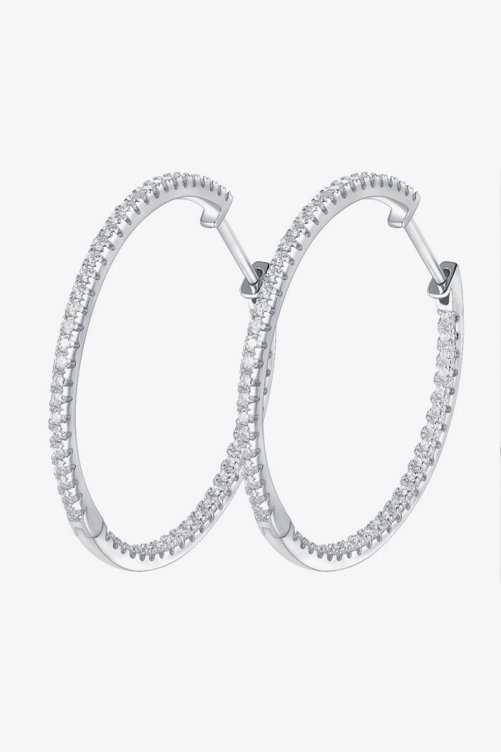 Inlaid Moissanite 925 Sterling Silver Hoop Earrings - Cheeky Chic Boutique