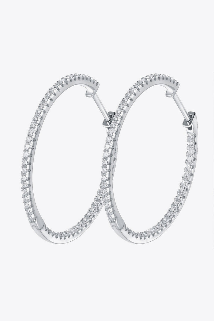 Inlaid Moissanite 925 Sterling Silver Hoop Earrings - Cheeky Chic Boutique